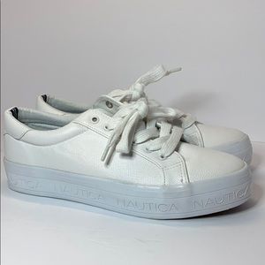 ✨BNWOT Nautical white leather sneakers✨